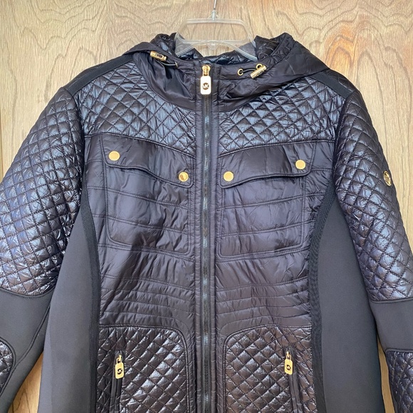 NWOT Michael Kors Quilted Knit-Panel Puffer Coat XL - Picture 9 of 10